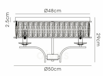 Vivienne 4 Light Crystal Semi Flush