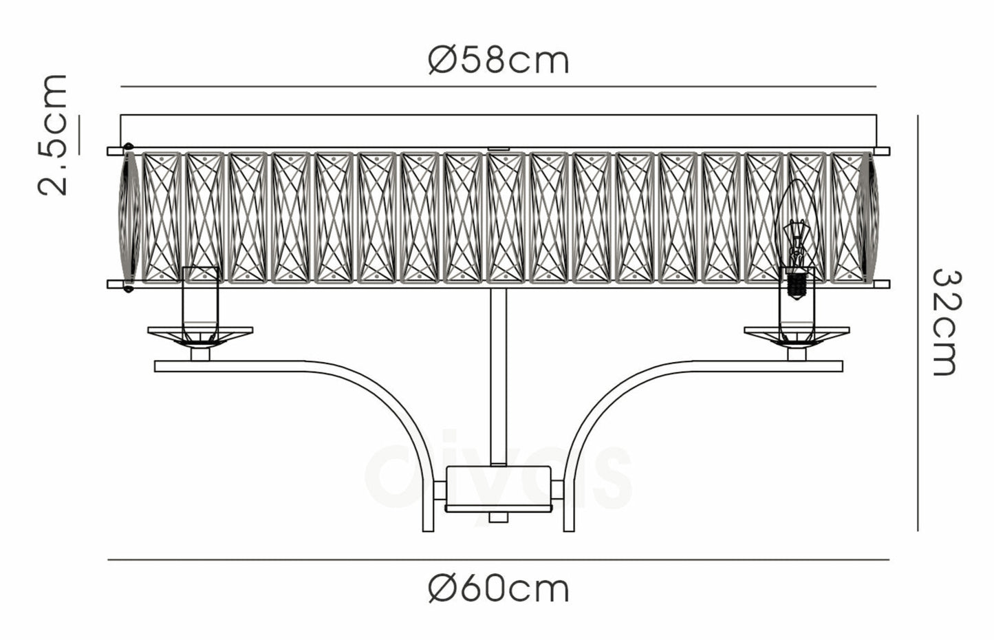 Vivienne 6 Light Crystal Semi Flush