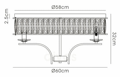 Vivienne 6 Light Crystal Semi Flush