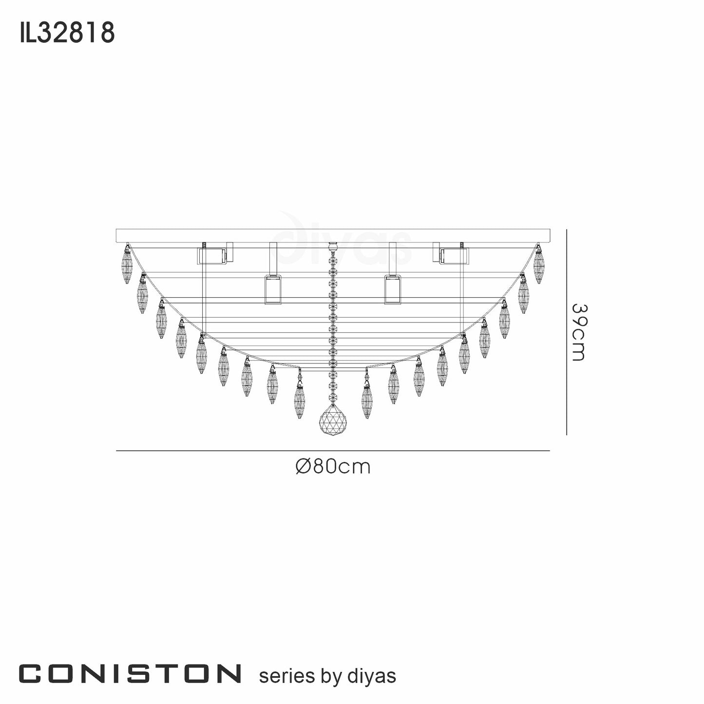 Coniston Large Flush Ceiling Light