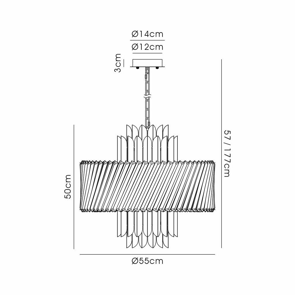 Lola 55cm Chandelier Art Deco Style Pendant, 9 x E14