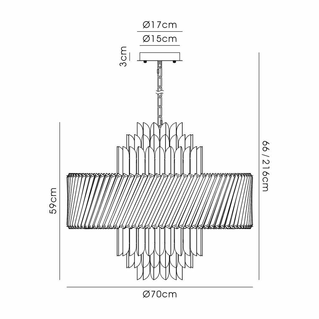 Lola 70cm Chandelier Art Deco Style Pendant, 13 x E14