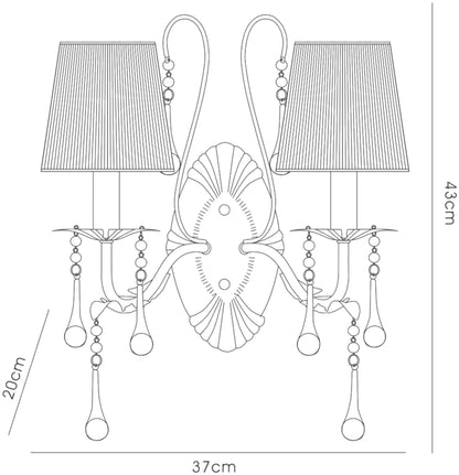 Flur White and Gold Wall Lamp. 2 Light E14 (Diyas IL40012)