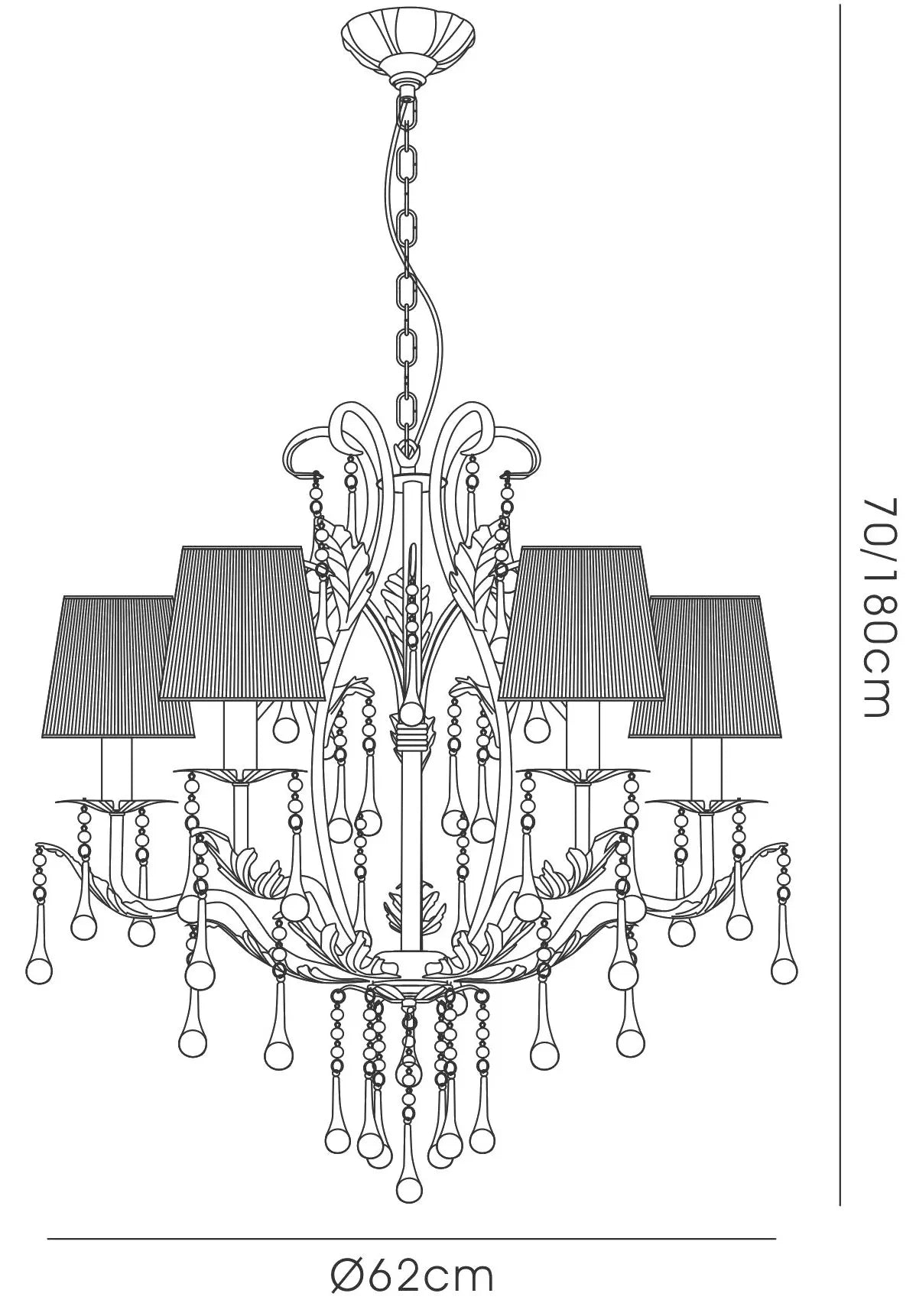 Flur White and Gold Chandelier Pendant With Silk String Shades, 5 Light E14 (Diyas IL40015)