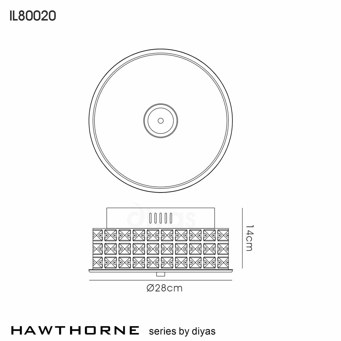 Hawthorne LED Crystal Flush Light