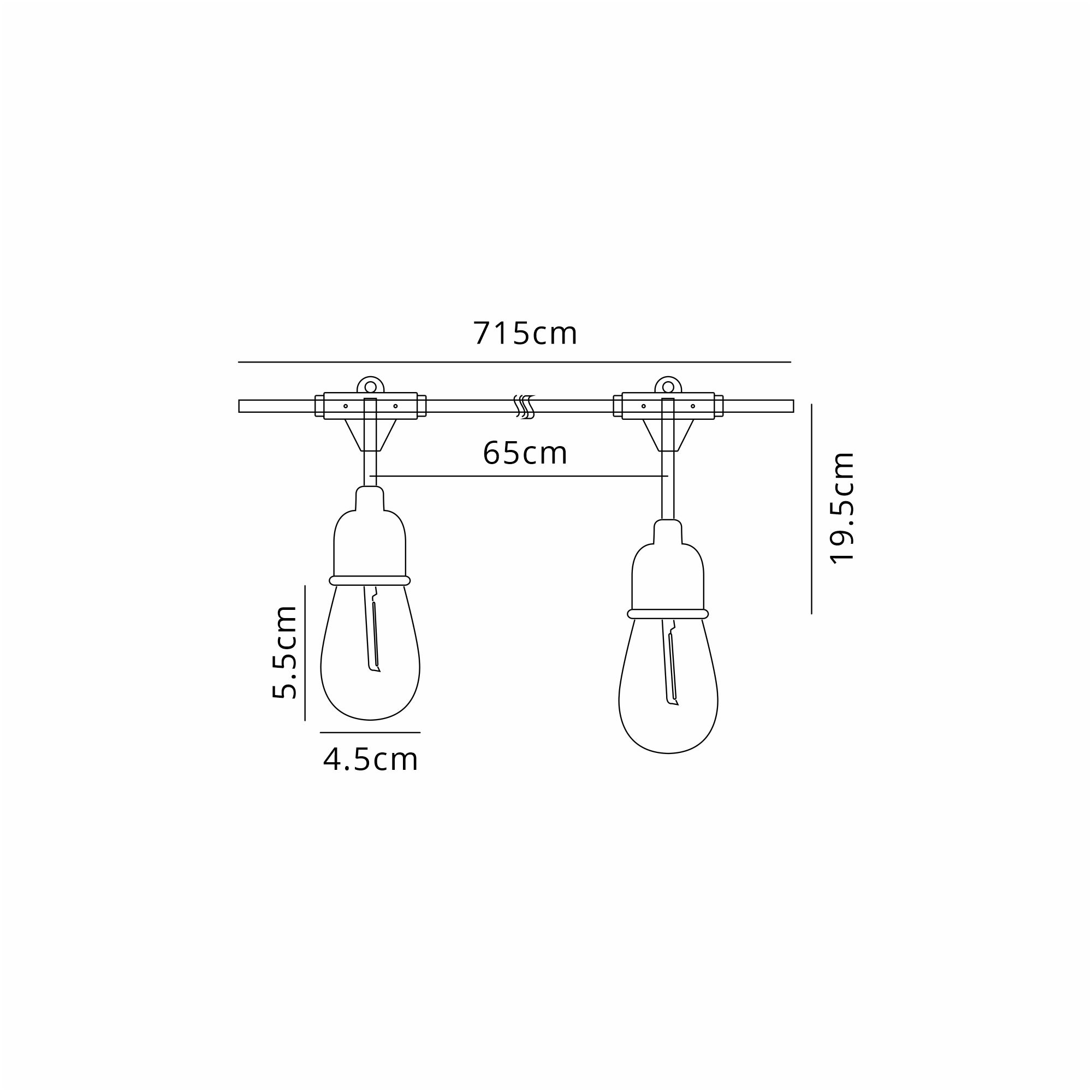 Delores 7m IP54 Connectable Festoon, 24V DC, 10 x 2W 2700K LED Replaceable Lamps