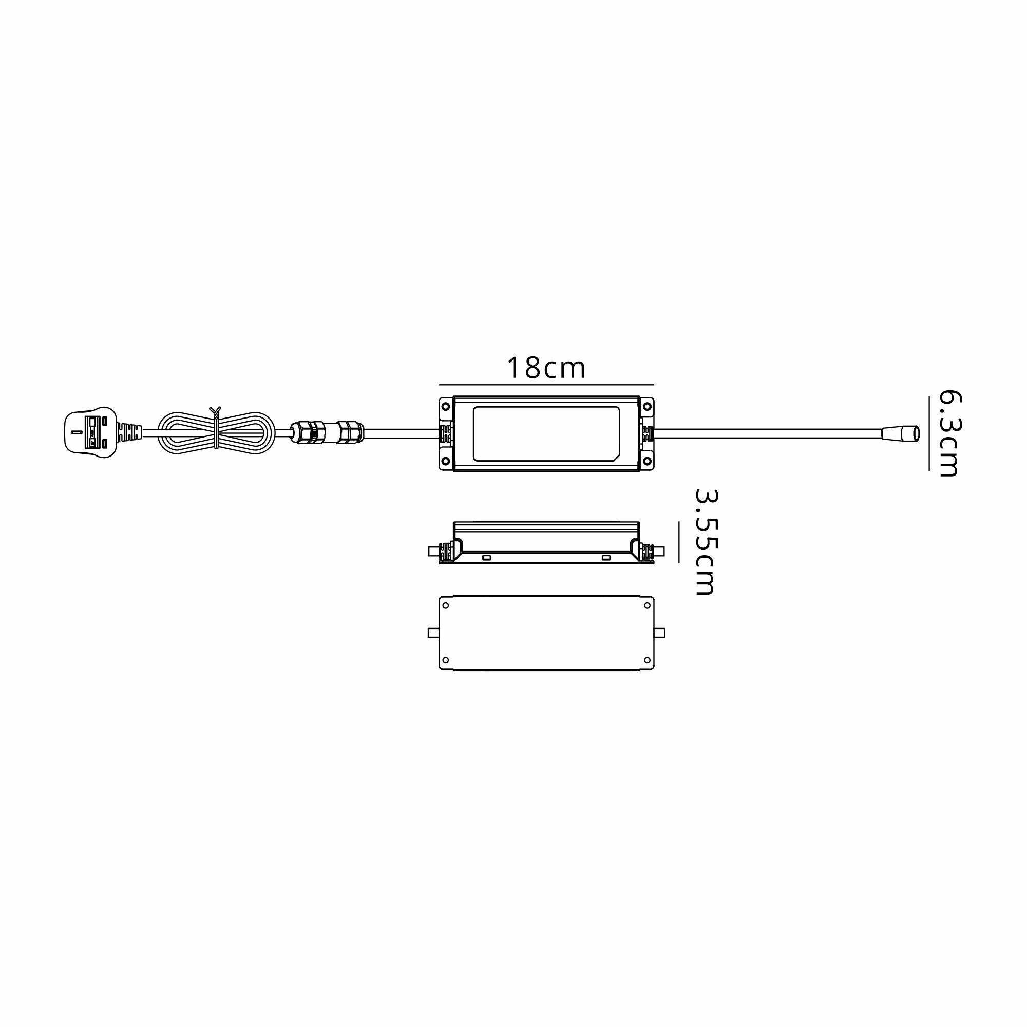 Delores 24V DC 120W Plug-On-Lead, Inline LED Power Supply, c/w 1.5m Blockns Cable
