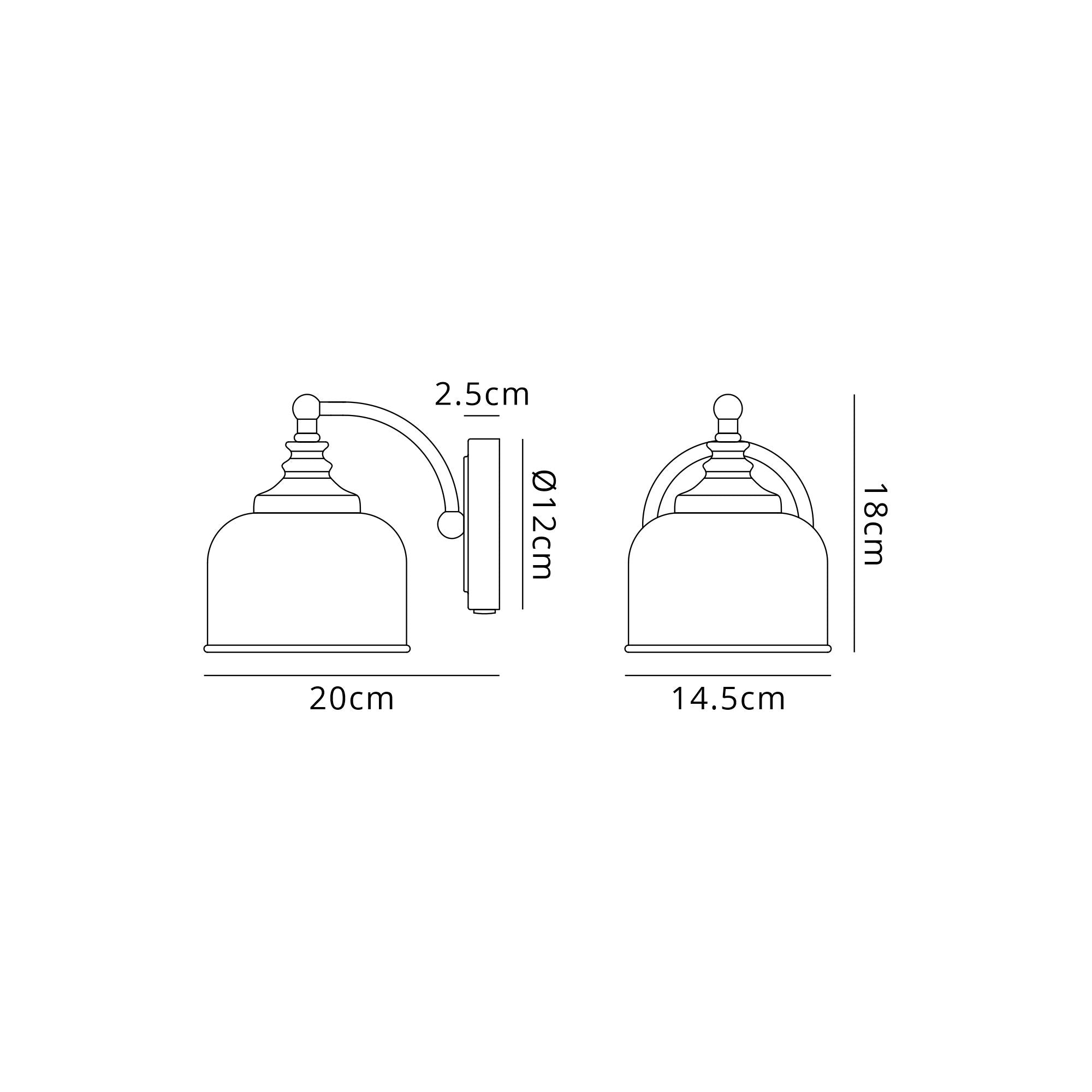 Satin Nickel Sledmere Single Wall Light, Switched, 1 x E27, Glass Shade