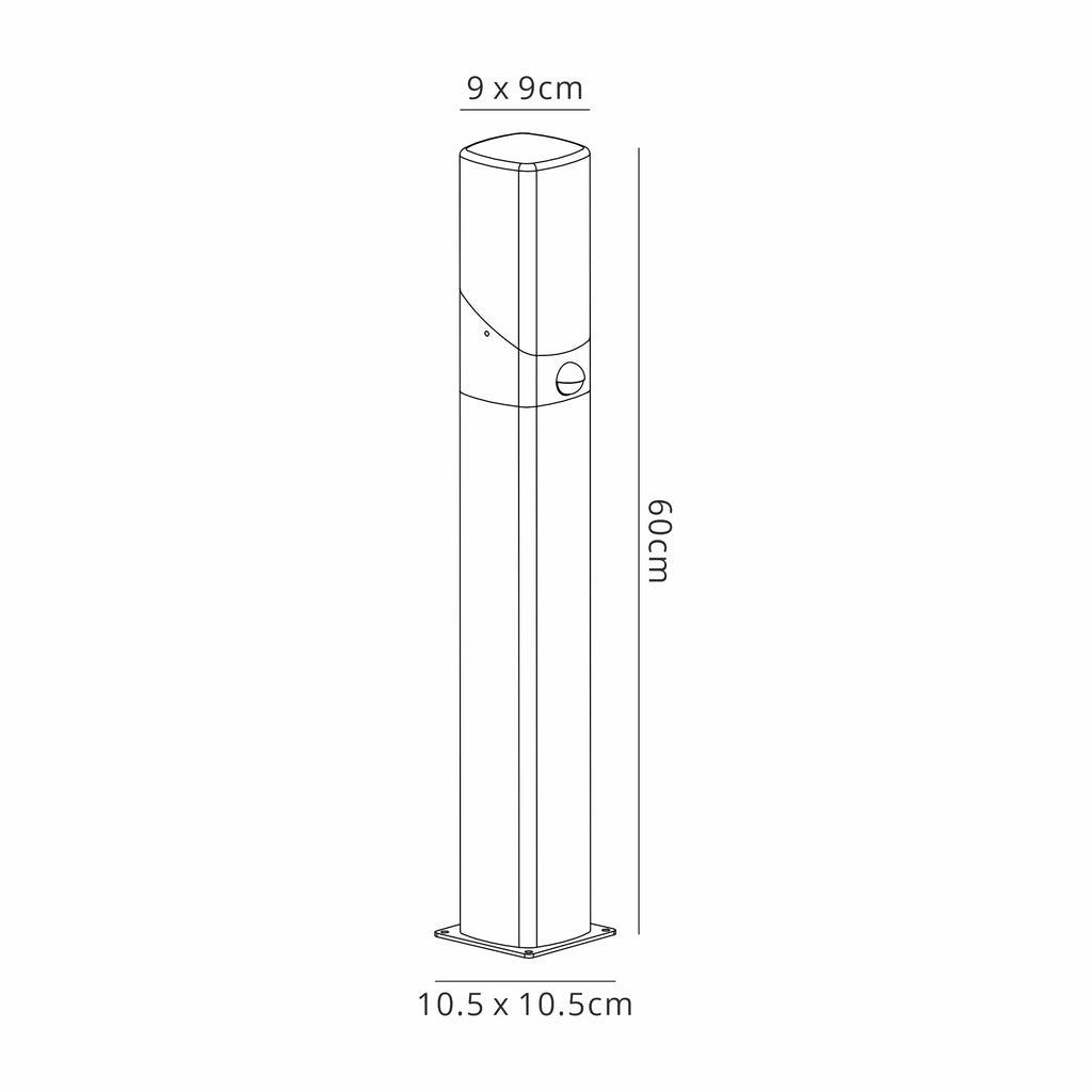 Arty Post Lamp / Bollard With PIR Sensor 1 x E27, IP44