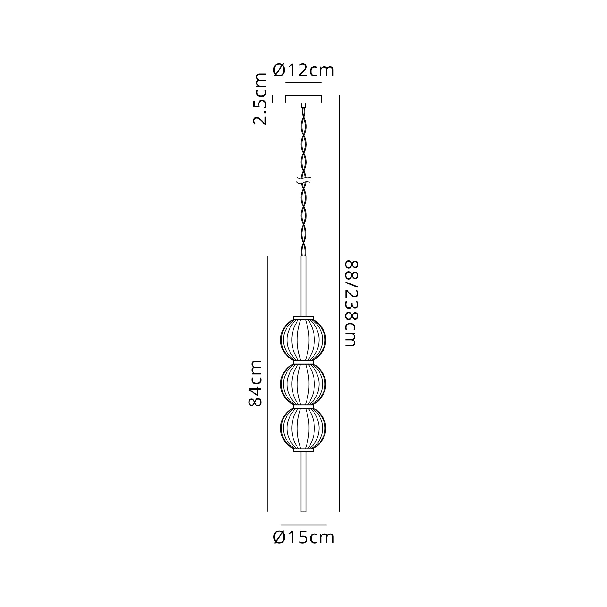 Lustre Segmented Glass Globe Vertical Pendant In An Antique Brass Framework, Single Colour,  3 x G9