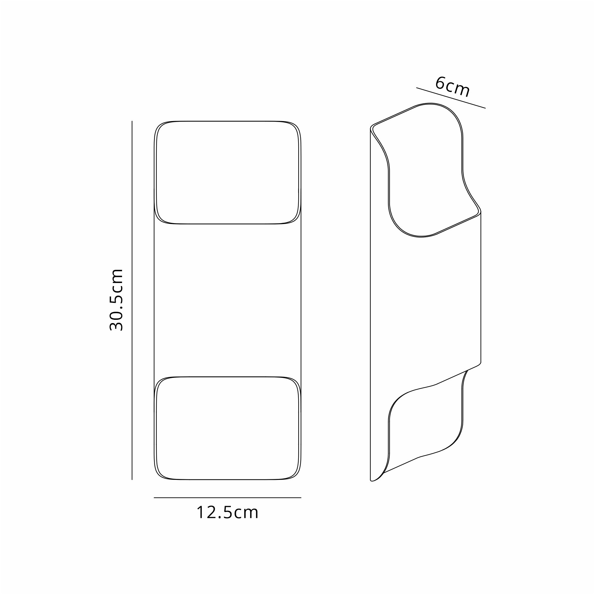 Zane Wall Lamp With 125 x 305mm Even Open Curve Shade, 2 x 6.5W LED, 3000K, 900lm, IP65