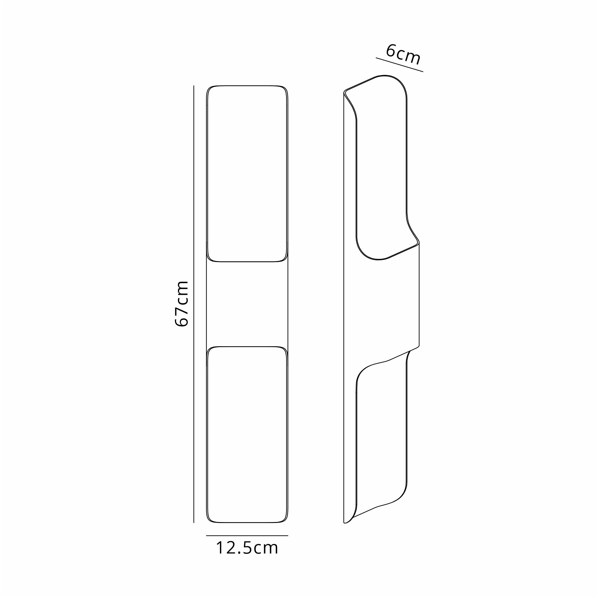 Zane Wall Lamp With 125 x 670mm Even Open Curve Shade, 2 x 6.5W LED, 3000K, 900lm, IP65