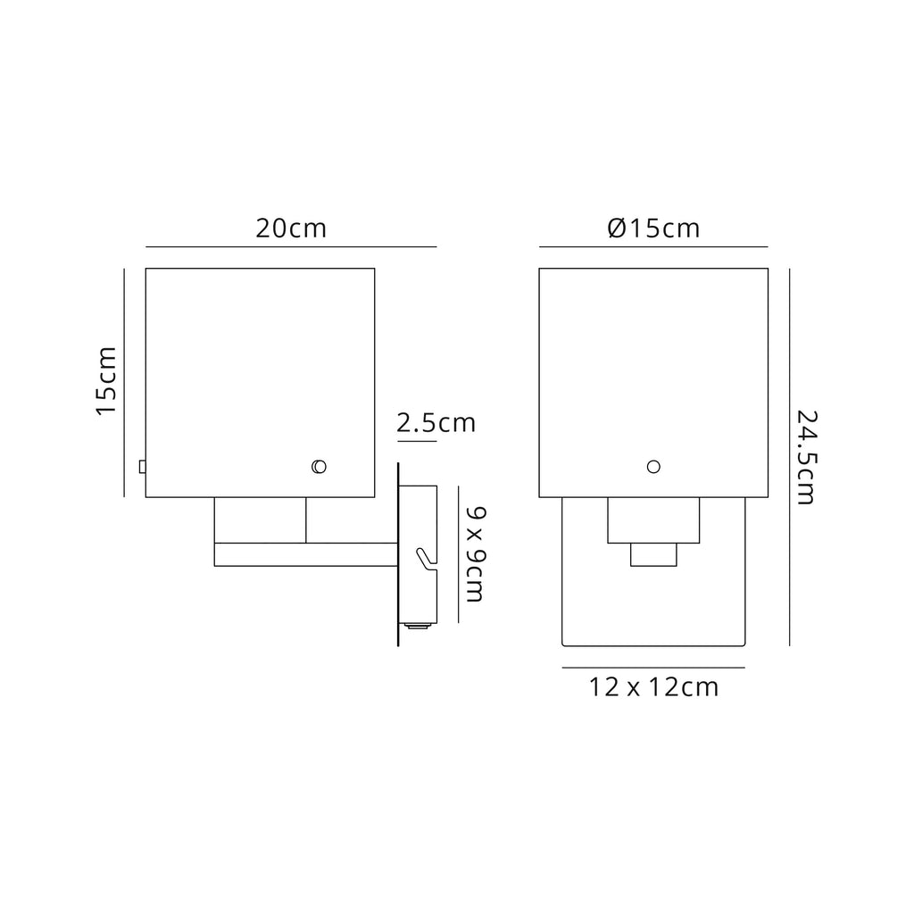 Fae Black Framed Switched Wall Light With Tubular Glass. 1x E27