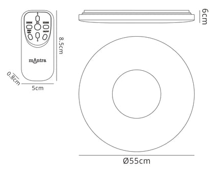 Reef 55cm 60W Tuneable White 3000K-6500K, 4200lm, Dimmable Flush Fitting With Remote Control