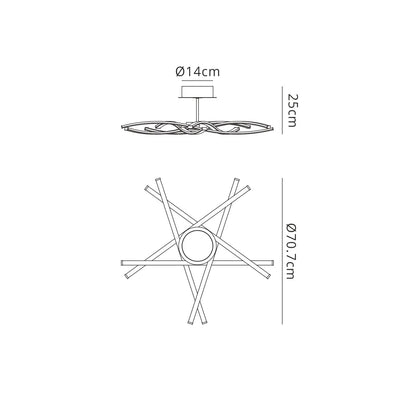 Aire LED Ceiling 70.5cm Round 42W 3000K, 3700lm, Dimmable, Silver/Frosted Acrylic/Polished Chrome (Mantra m5917)