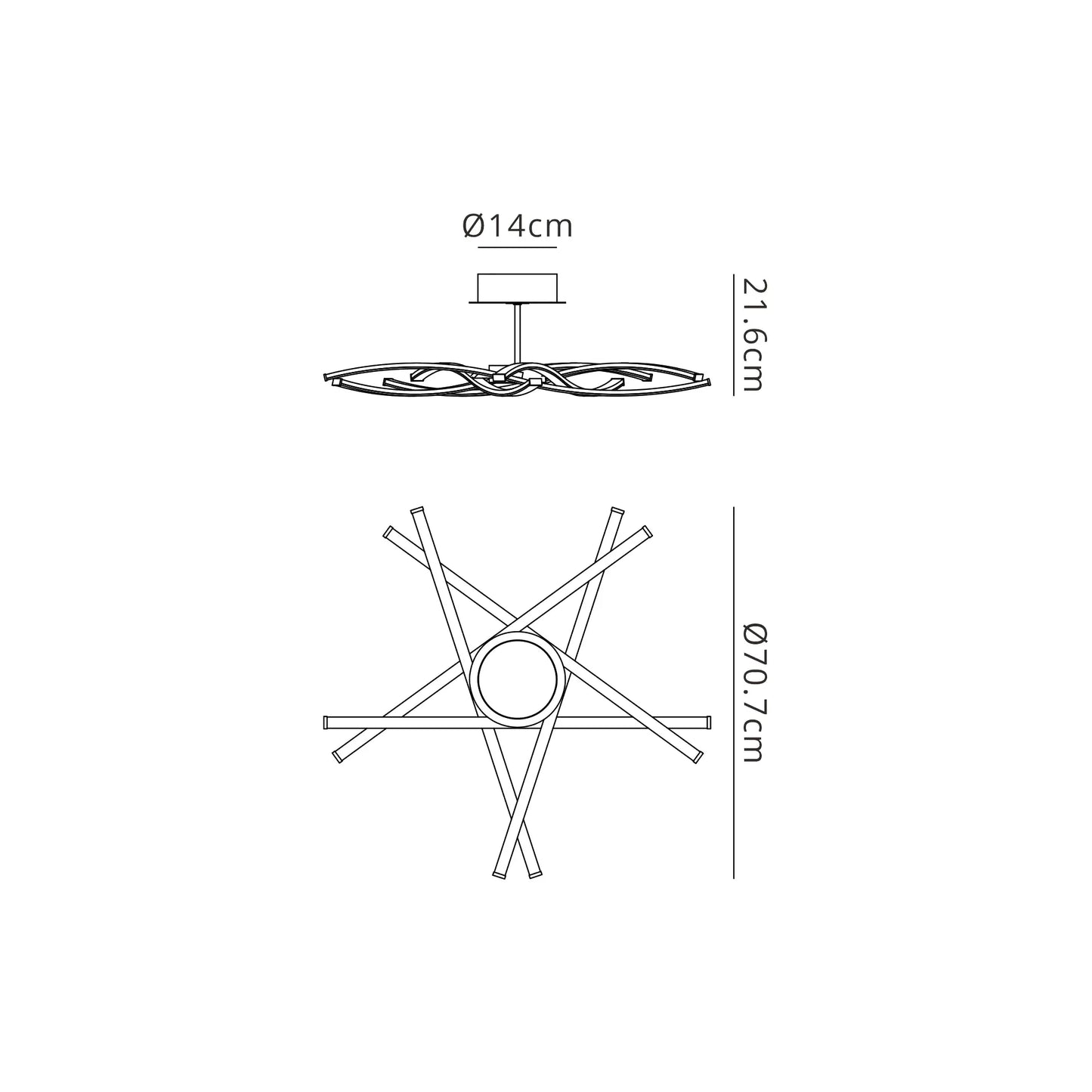 Aire 70cm Semi Flush, 42W LED, 3000K, 3700lm, Silver/Frosted Acrylic/Polished Chrome (Mantra m6030)