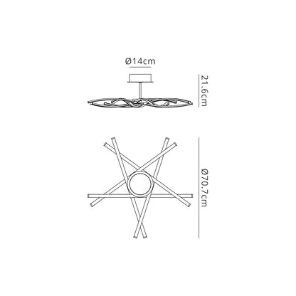 Aire 70cm Semi Flush, 42W LED, 3000K, 3700lm, Silver/Frosted Acrylic/Polished Chrome (Mantra m6030)