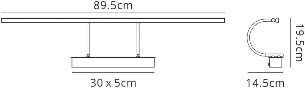Paracuru Large Double Armed Slimline Wall Lamp/Picture Light with Warm White Integrated LED (Mantra)