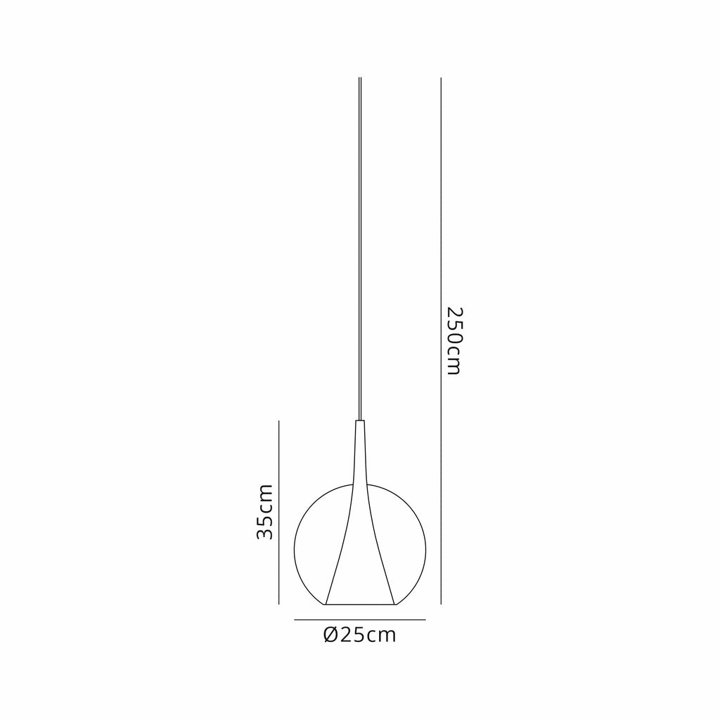 Elsa Assembly Pendant (WITHOUT PLATE) With Round Shade, 1 Light E27,  Glass With Frosted Inner Cone