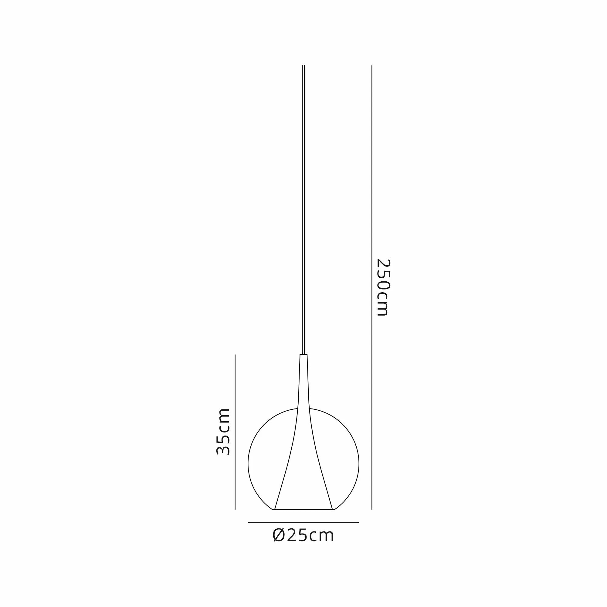 Elsa Assembly Pendant (WITHOUT PLATE) With Round Shade, 1 Light E27,  Glass With Frosted Inner Cone