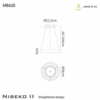 Niseko II Ring Pendant 38cm 30W LED, 2700K-5000K Tuneable, 2250lm, Remote Control & APP