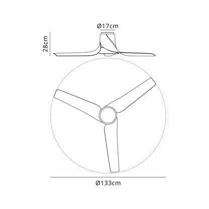 Mantra Ushuaia 133cm 30W LED Dimmable Ceiling Light With Built-In 35W DC Fan, 2700-5000K Remote & APP Control