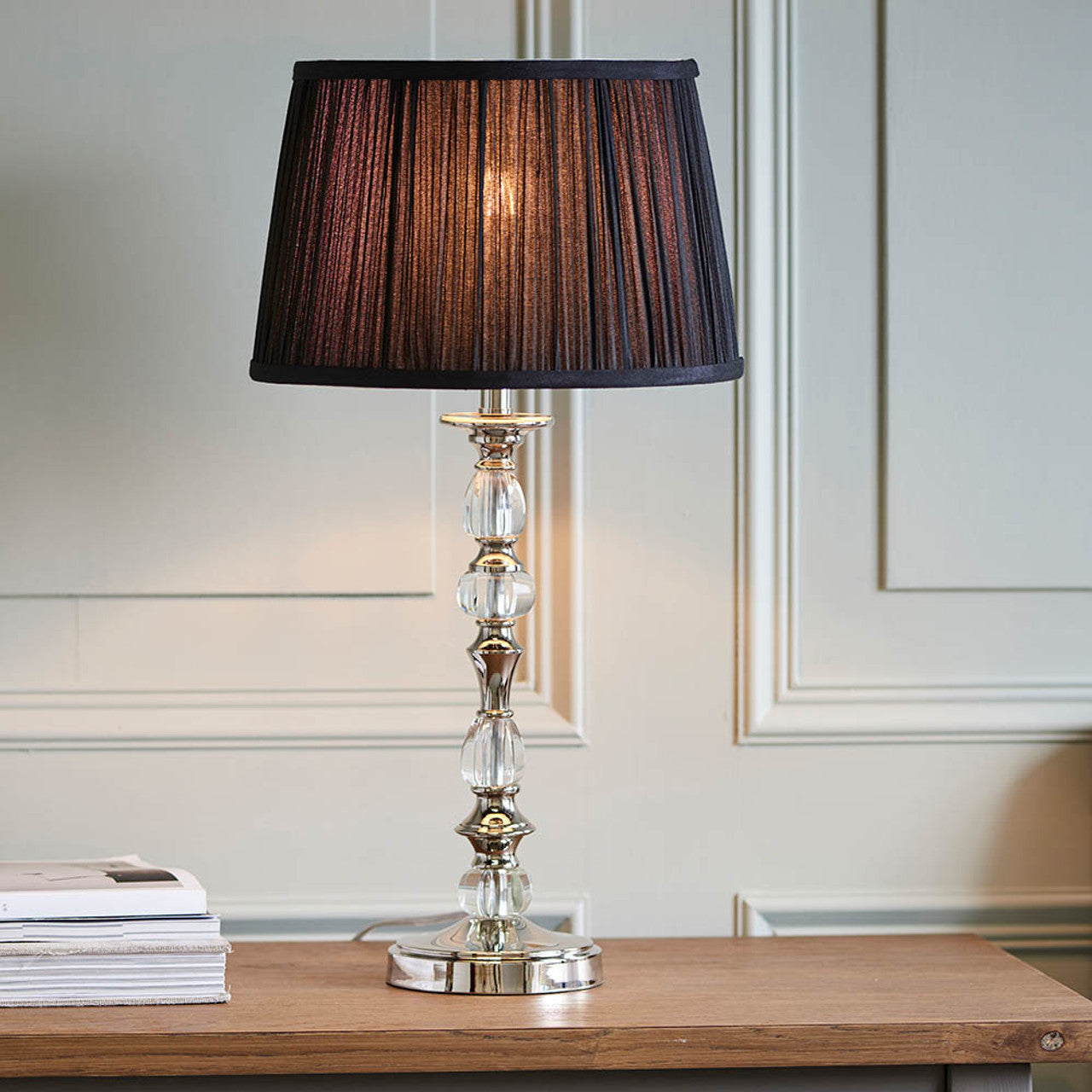 Interiors 1900 Polina Elegant Crystal and Polished Nickel Table Lamp, 1x E27 (NOT INC SHADE)