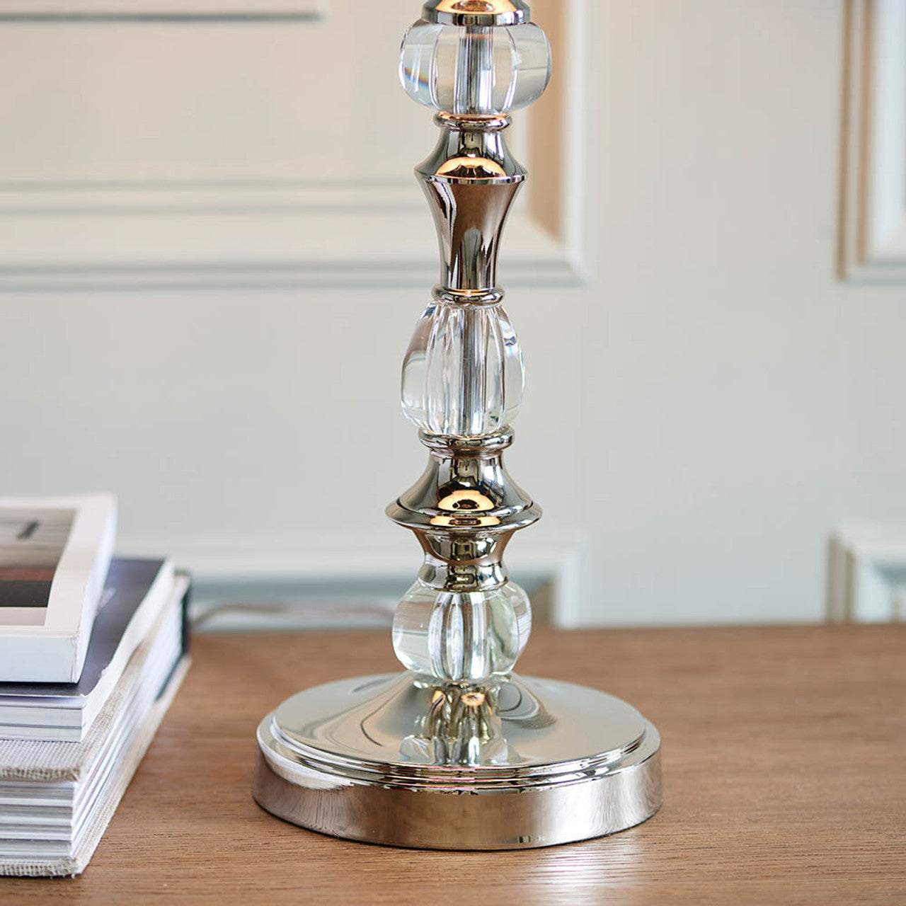 Interiors 1900 Polina Elegant Crystal and Polished Nickel Table Lamp, 1x E27 (NOT INC SHADE)
