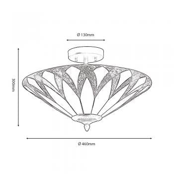 Allenton Tiffany Glass Semi Flush Ceiling Light in Ivory and Blues with Bronze Trim. 2x ES GLS Bulbs   (Oaks OT 8413/18R)