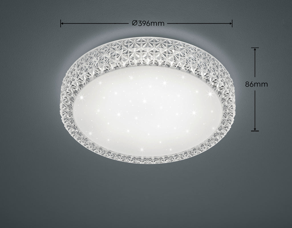 Medium Pegasus Flush Sparkle Ceiling light - Switch Dimmable 2500lm