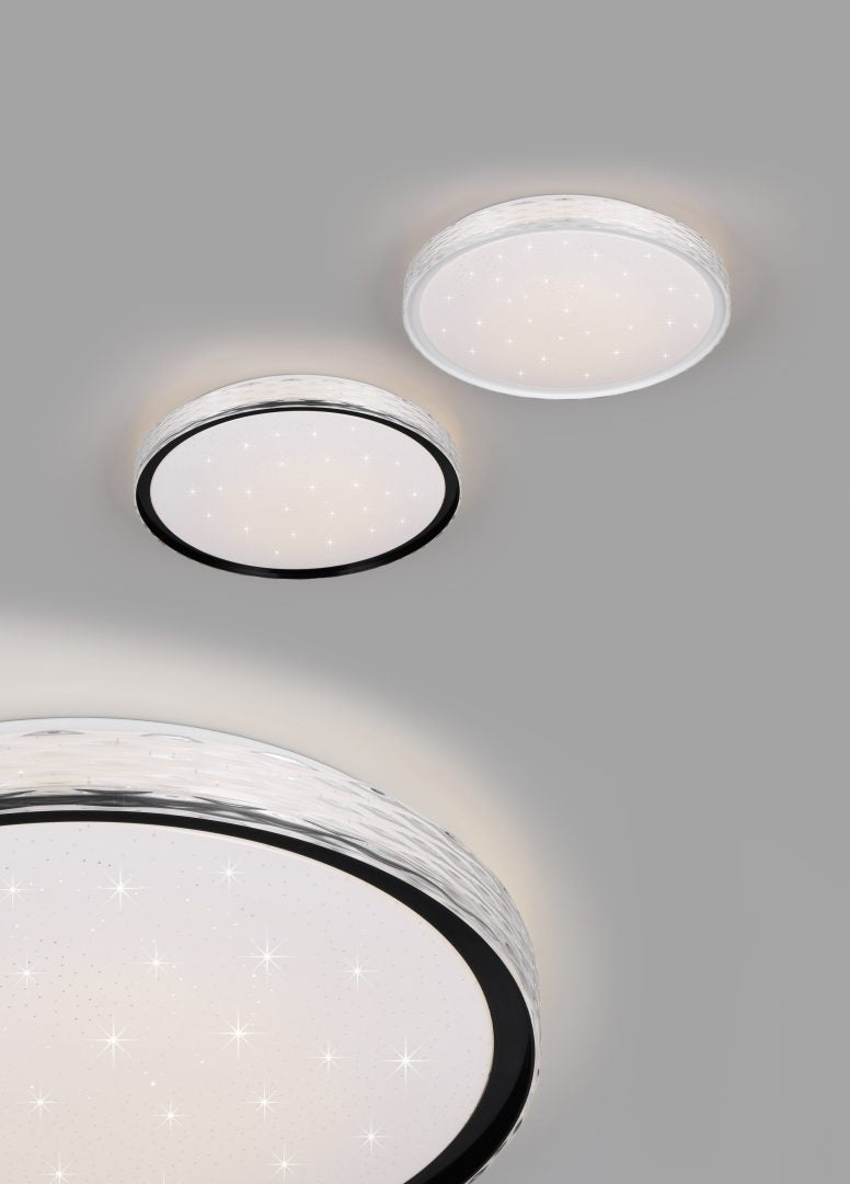 Varda Dimmable Sparkle Flush Ceiling Light with Crystal Effect Edge - Remote Control and Timer Function
