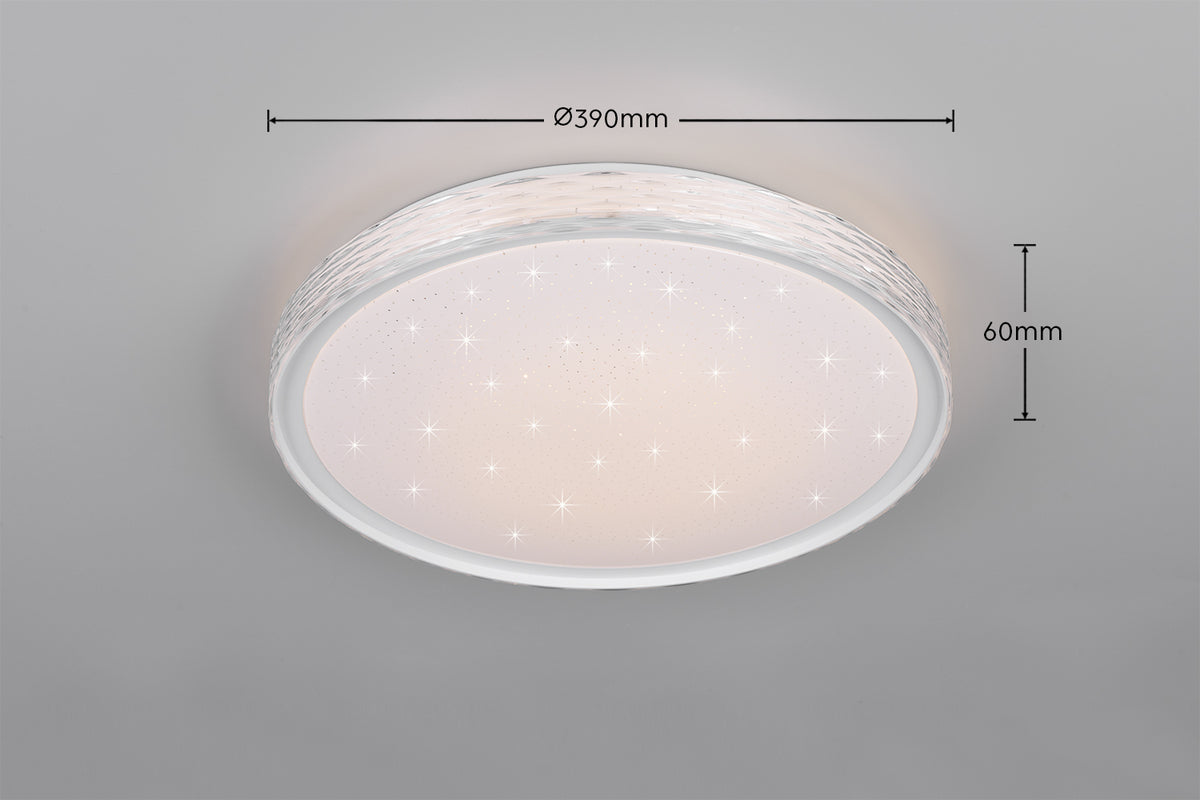 Varda Dimmable Sparkle Flush Ceiling Light with Crystal Effect Edge - Remote Control and Timer Function