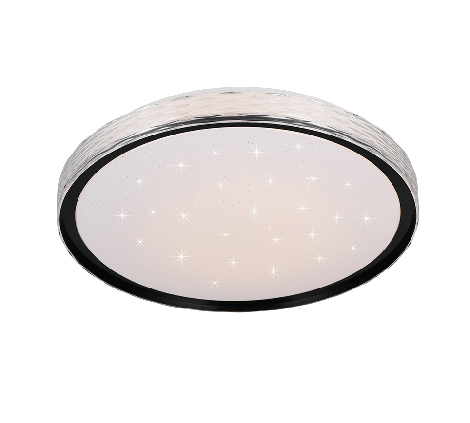 Varda Dimmable Sparkle Flush Ceiling Light with Crystal Effect Edge - Remote Control and Timer Function