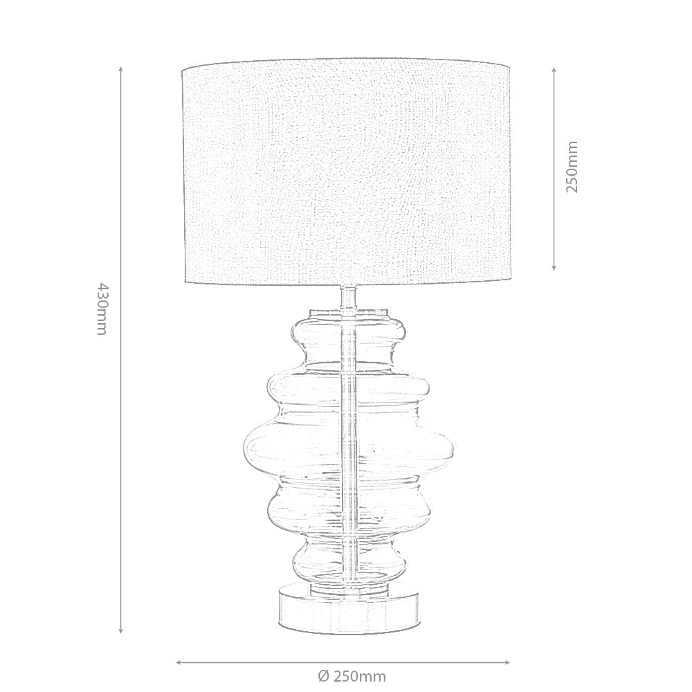 Hartwell Glass Table Lamp with matching Coloured Shade, 1 X E27