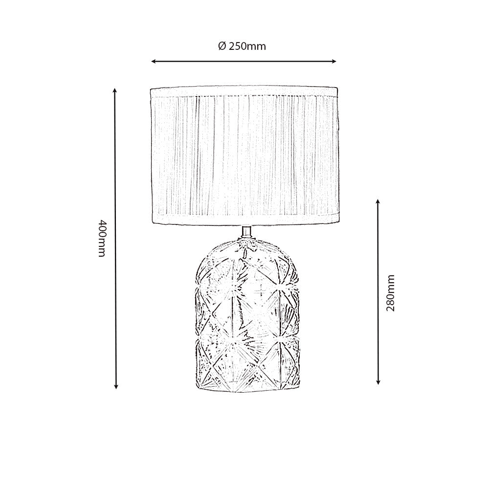 Bloomsberry Cut Glass Table Lamp Complete With Shade, 1x E27 (Oaks TL 3037 AB)