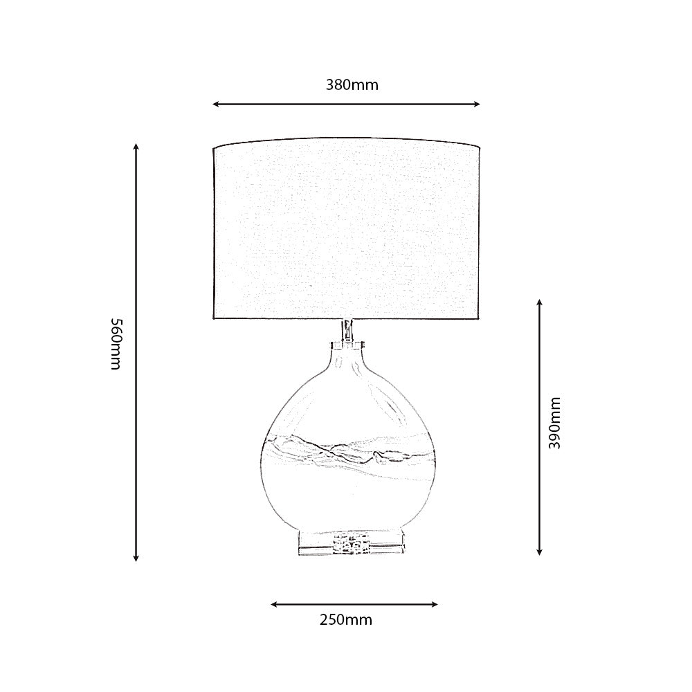 Edmunton Artisan Marbled Glass Table Lamp Complete With Shade, 1x E27