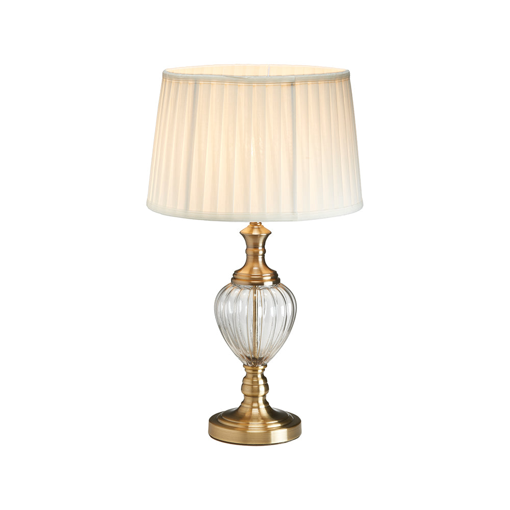 Blaydon Glass Table Lamp With White Pleated Shade