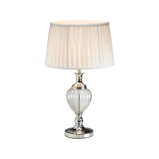 Blaydon Glass Table Lamp With White Pleated Shade