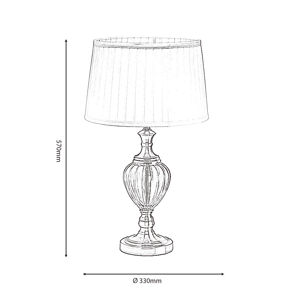 Blaydon Glass Table Lamp With White Pleated Shade