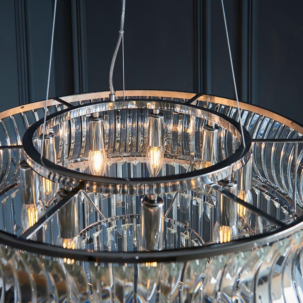 Endon - Abigail Bright 9 Light Chandelier Pendant with Concave Clear Glass - Luminosity Designs Ltd