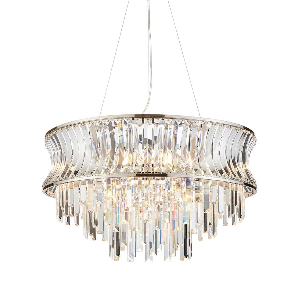 Endon - Abigail Bright 9 Light Chandelier Pendant with Concave Clear Glass - Luminosity Designs Ltd
