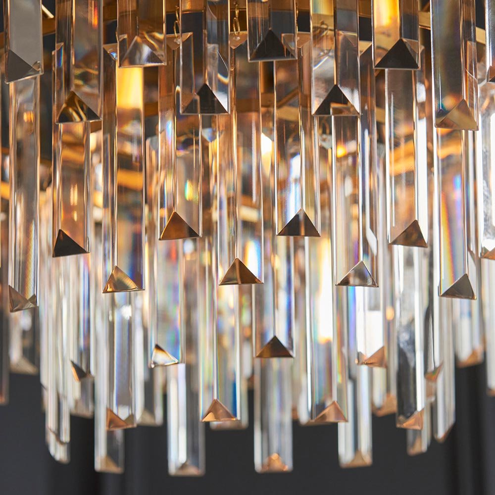 Endon - Abigail Bright 9 Light Chandelier Pendant with Concave Clear Glass - Luminosity Designs Ltd