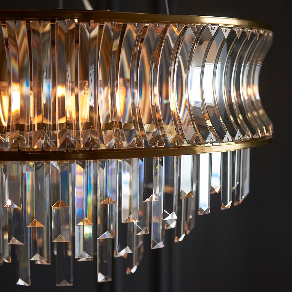 Endon - Abigail Bright 9 Light Chandelier Pendant with Concave Clear Glass - Luminosity Designs Ltd