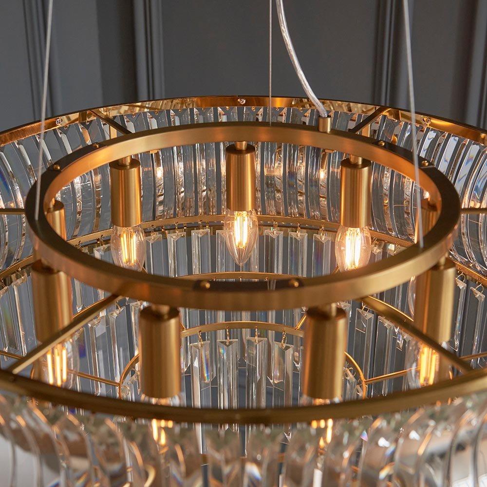 Endon - Abigail Bright 9 Light Chandelier Pendant with Concave Clear Glass - Luminosity Designs Ltd