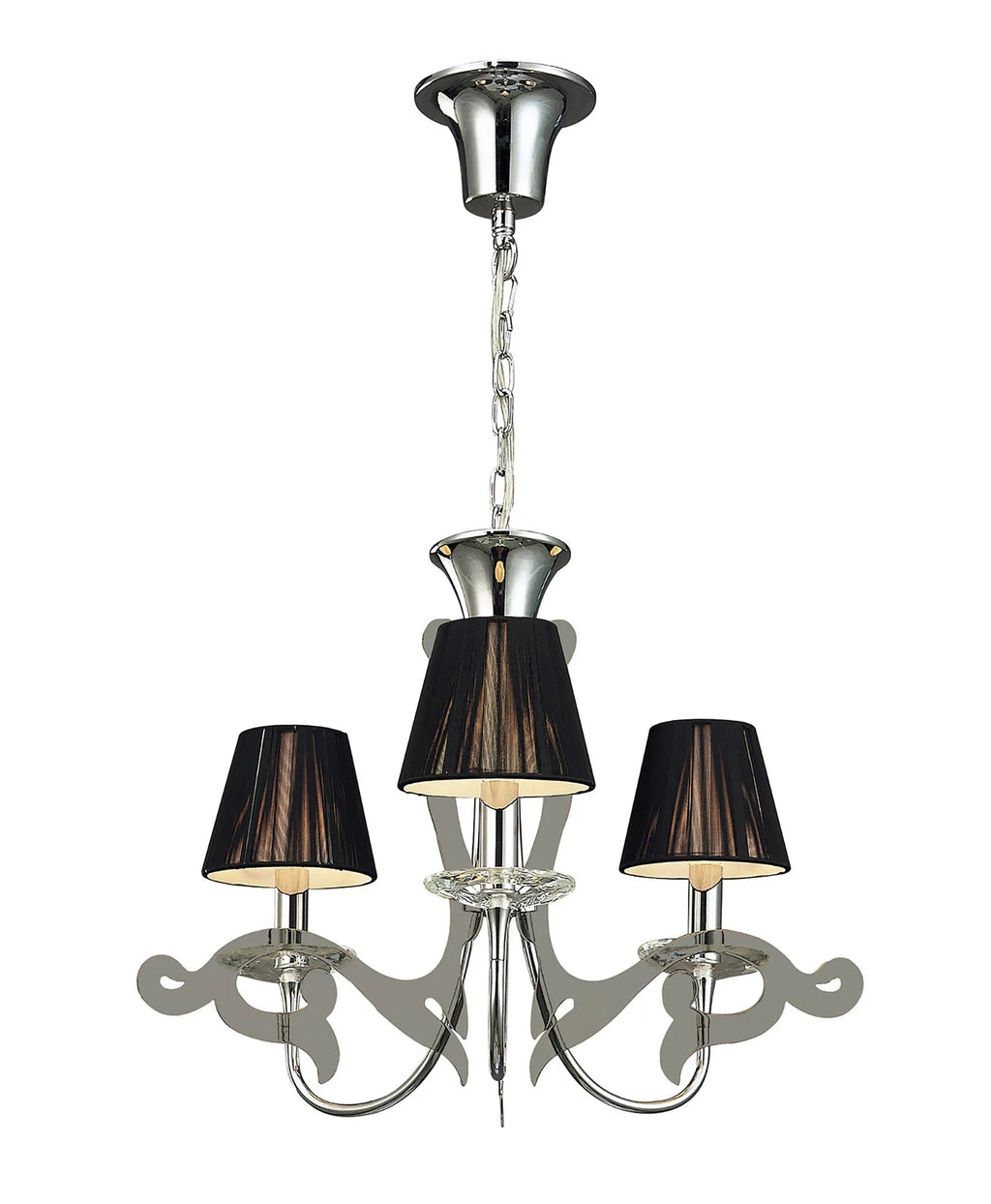 Mantra - Acanto Pendant Round 3 Light E14, Polished Chrome With Black Shades (Mantra M0378) - Luminosity Designs Ltd