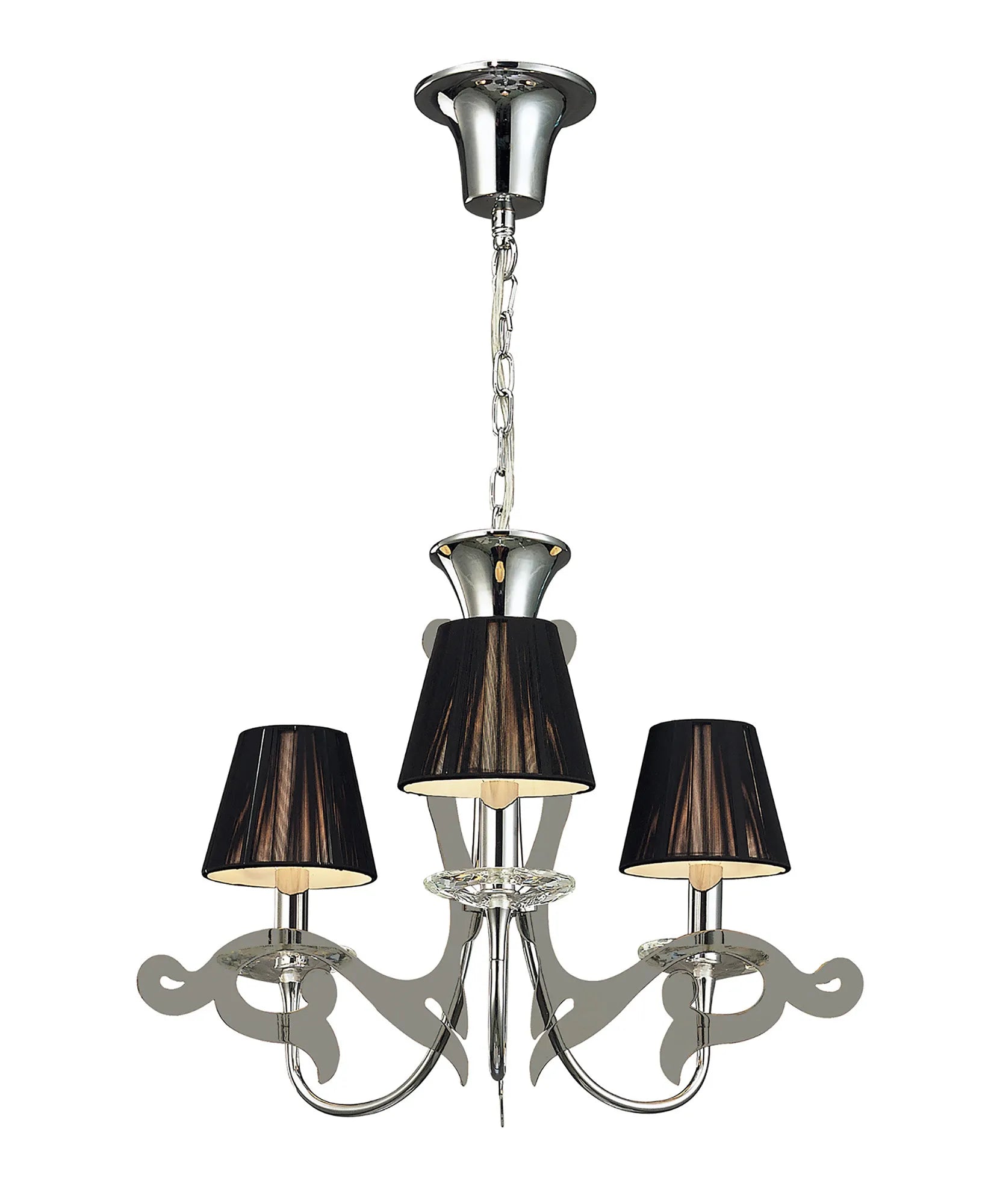 Mantra - Acanto Pendant Round 3 Light E14, Polished Chrome With Black Shades (Mantra M0378) - Luminosity Designs Ltd