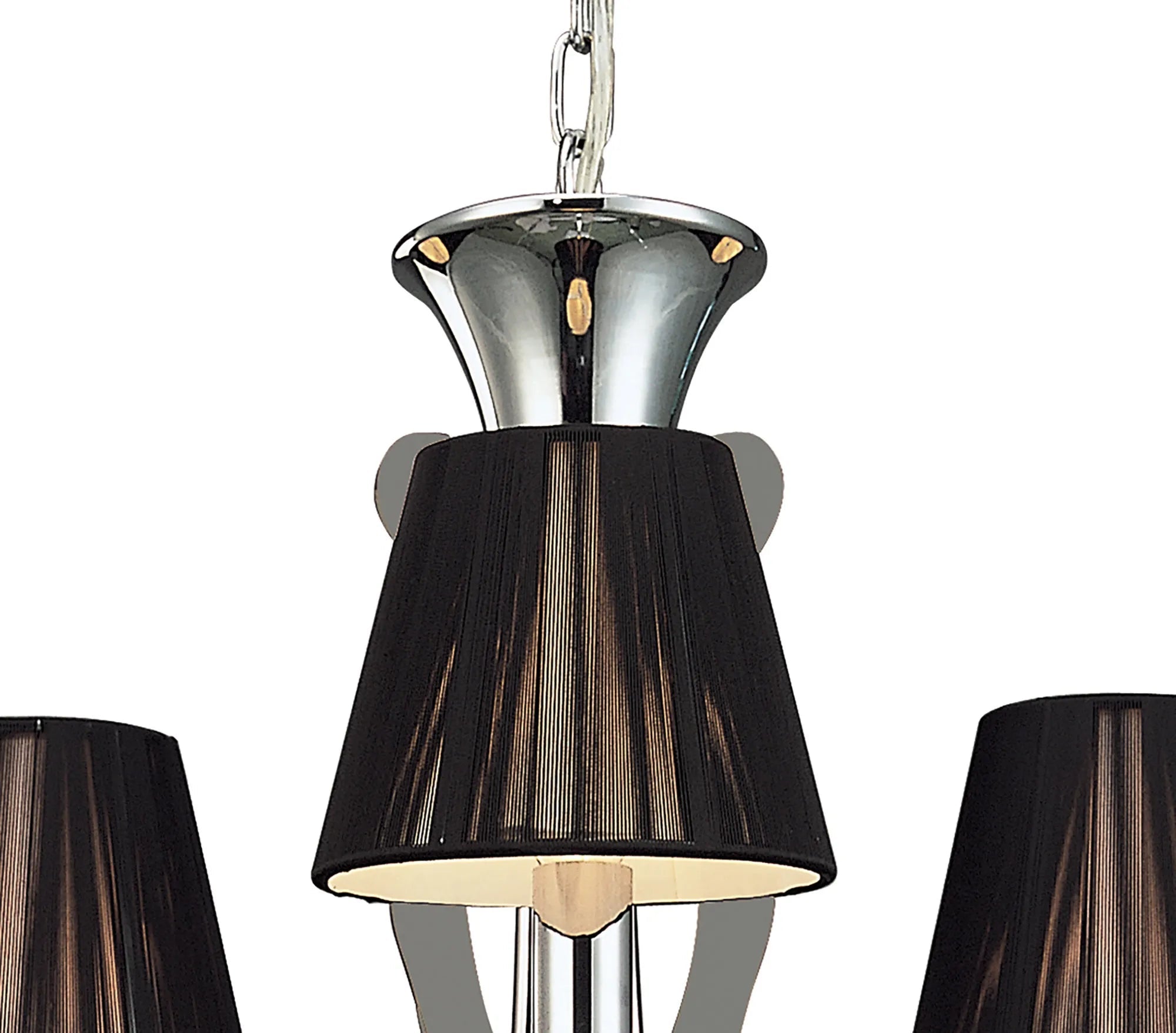 Mantra - Acanto Pendant Round 3 Light E14, Polished Chrome With Black Shades (Mantra M0378) - Luminosity Designs Ltd
