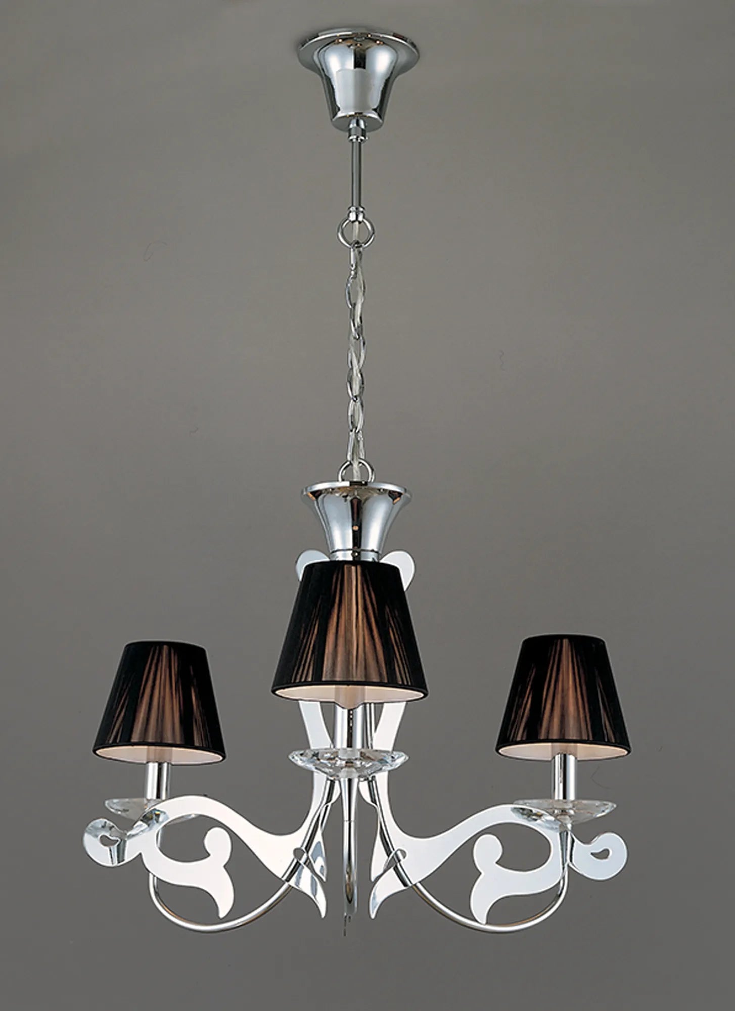 Mantra - Acanto Pendant Round 3 Light E14, Polished Chrome With Black Shades (Mantra M0378) - Luminosity Designs Ltd