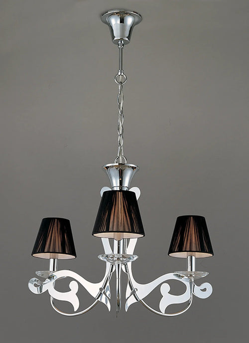 Mantra - Acanto Pendant Round 3 Light E14, Polished Chrome With Black Shades (Mantra M0378) - Luminosity Designs Ltd