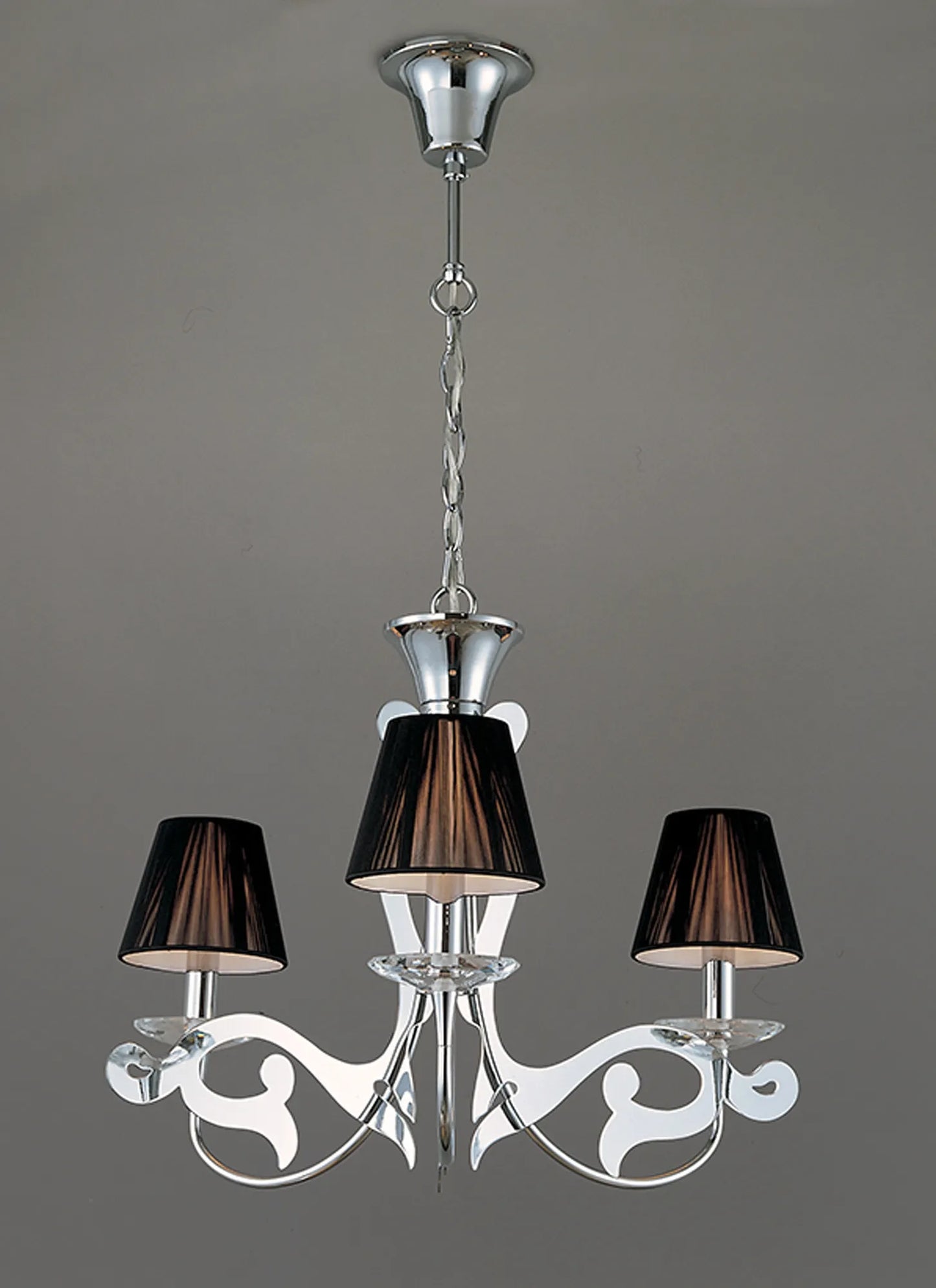 Acanto Pendant Round 3 Light E14, Polished Chrome With Black Shades (Mantra M0378)